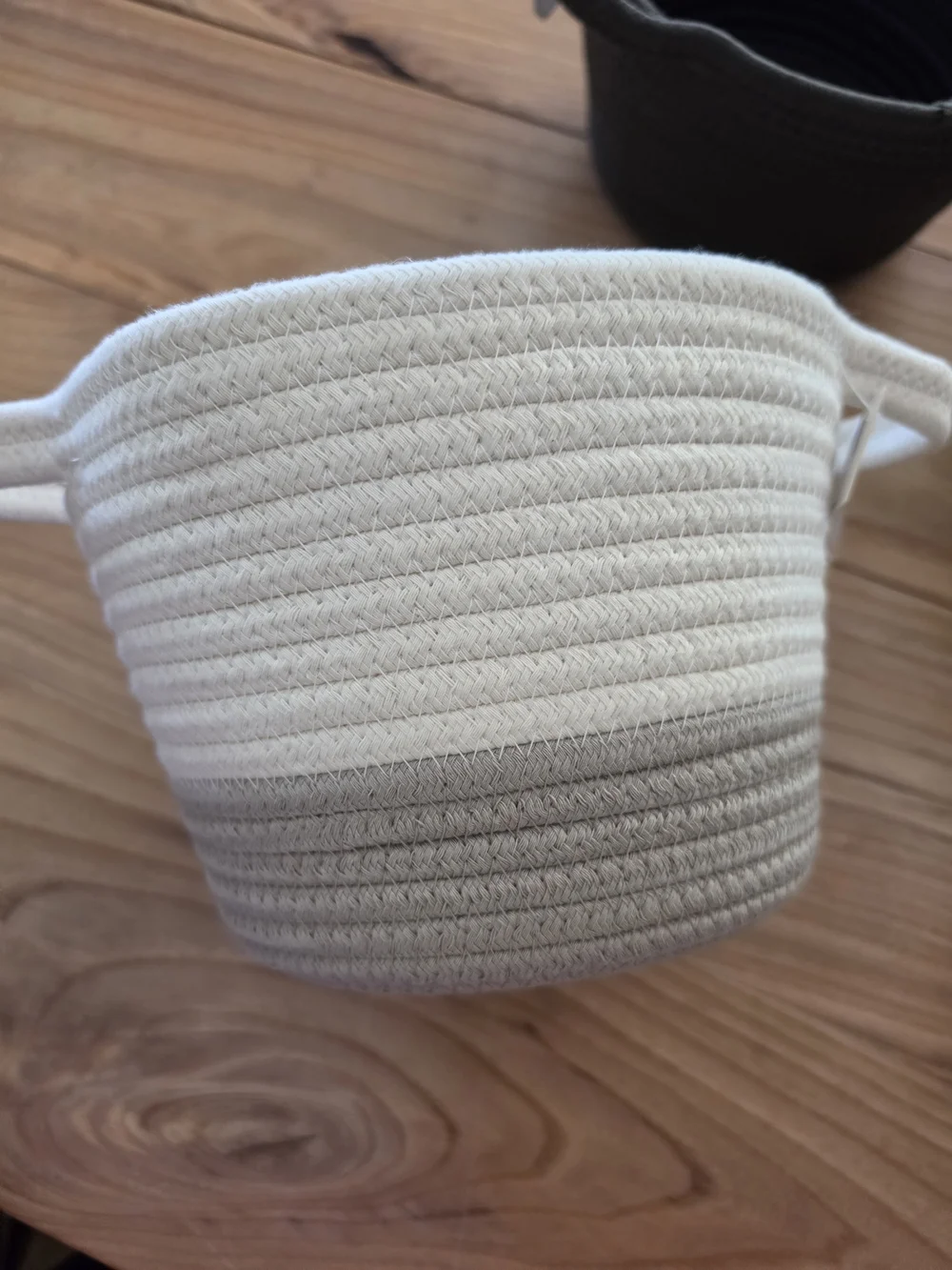Set of 3 Woven Storage Baskets - Cream, Taupe, Charcoal